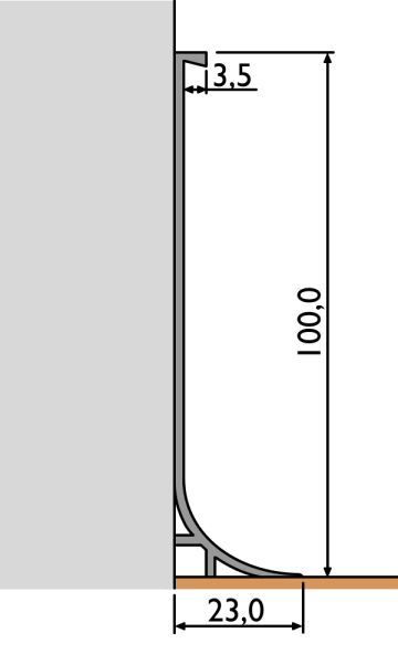 Коннелюрный алюминиевый плинтус Fezard ALP-K100